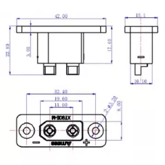 Male XT90 2-pole panel mount DC power connector