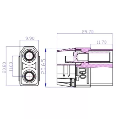 Female XT90 2-pole DC power supply connector