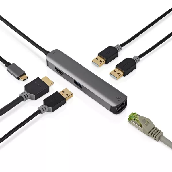 Hub USB C multiporta LAN HDMI e USB A