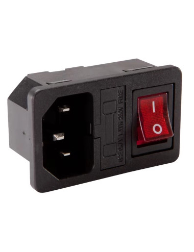 VDE panel plug with switch and fuse holder