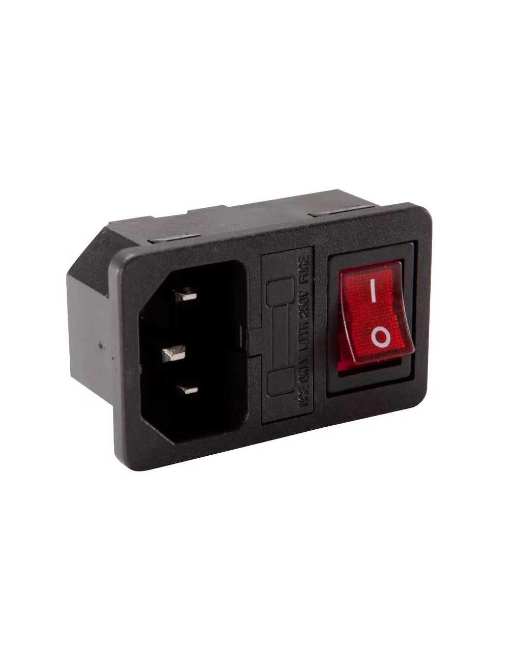 VDE panel plug with switch and fuse holder