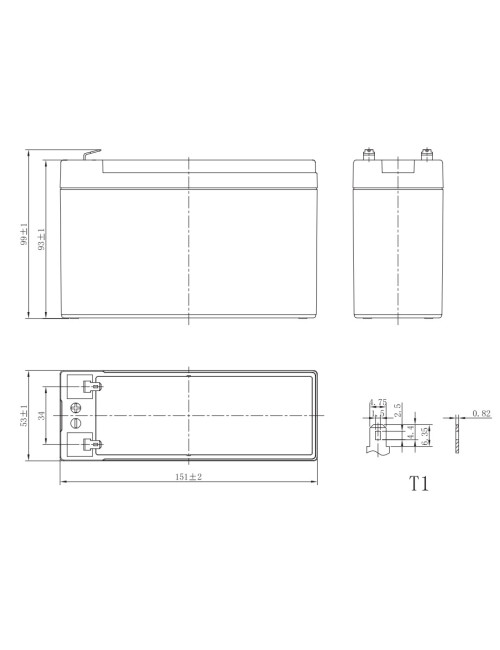 Batteria al piombo 12V 5Ah slim