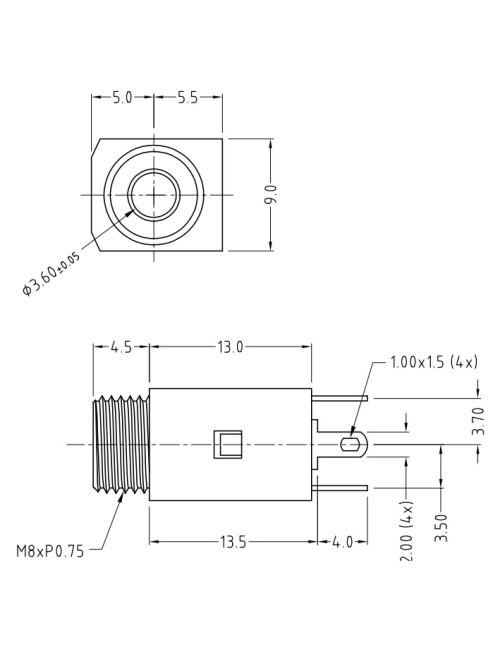 3.5mm stereo panel jack socket