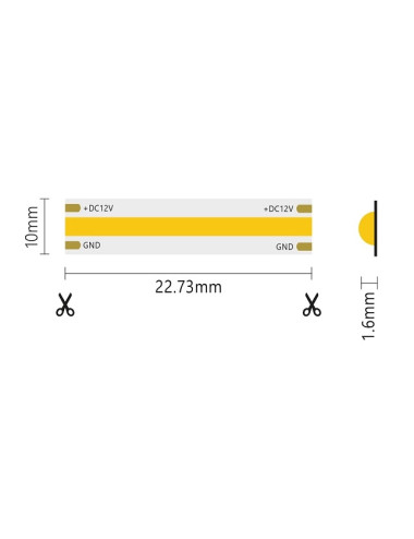 12V natural white COB IP20 LED strip