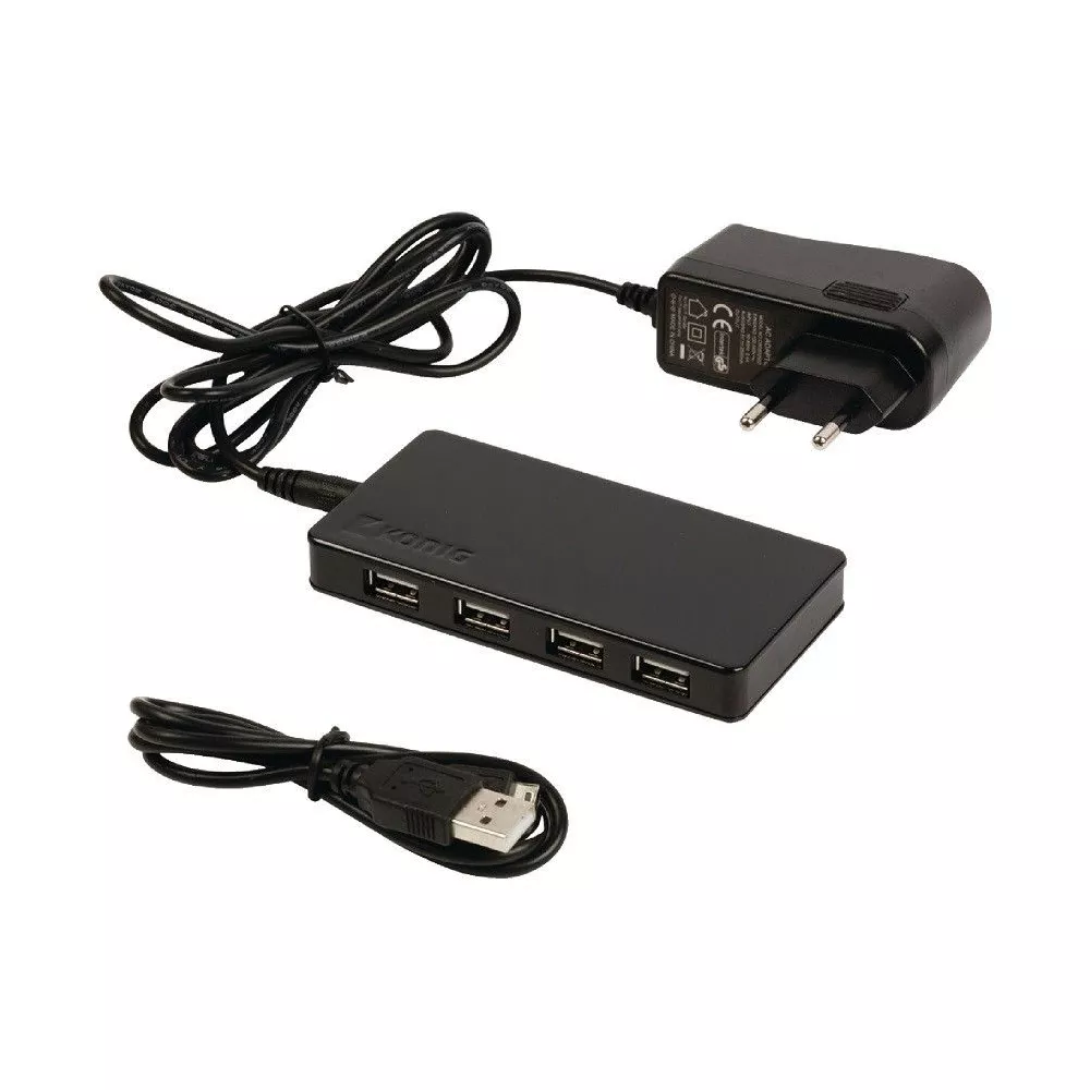 HUB USB 2.0 7 porte nero alimentato