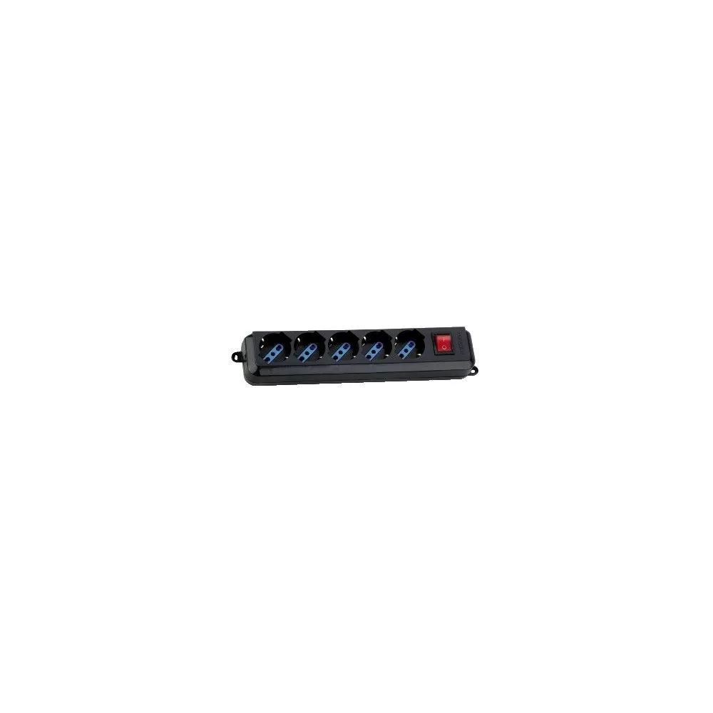 Black multiple 5 sockets 10/16A+Schuko with switch - GBC