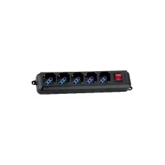 Black multiple 5 sockets 10/16A+Schuko with switch - GBC