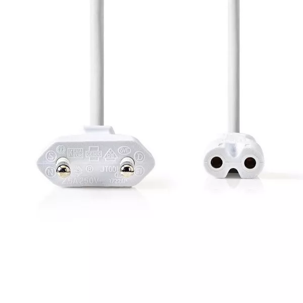 Power cable ITA plug 10A - Socket 8 2mt white - Nedis