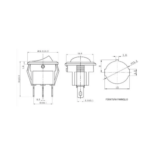 Interruttore a bascula tondo luminoso 12V