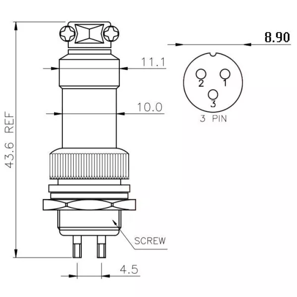 Connettore mini microfonico 3 poli