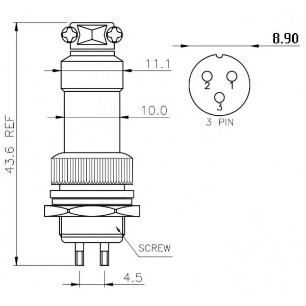 Connettore mini microfonico 3 poli