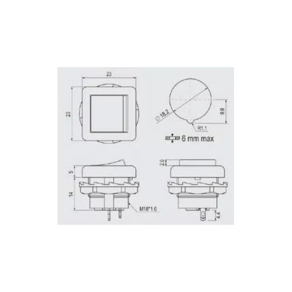 Bipolar rocker switch with round hole