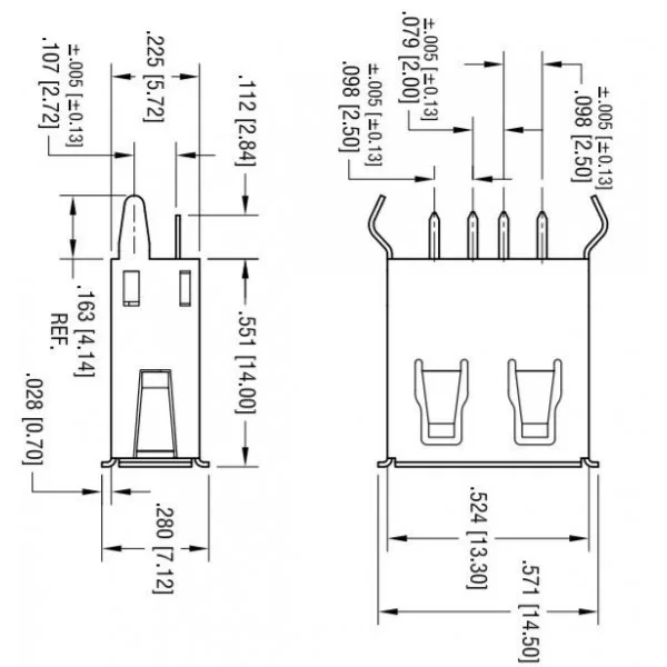 Vertical USB type A PCB socket - EX | ElettroX