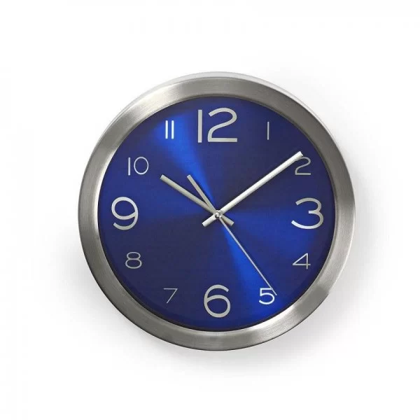 Round blue wall clock 30cm