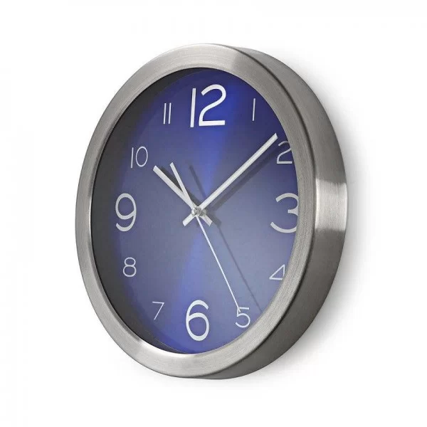 Round blue wall clock 30cm