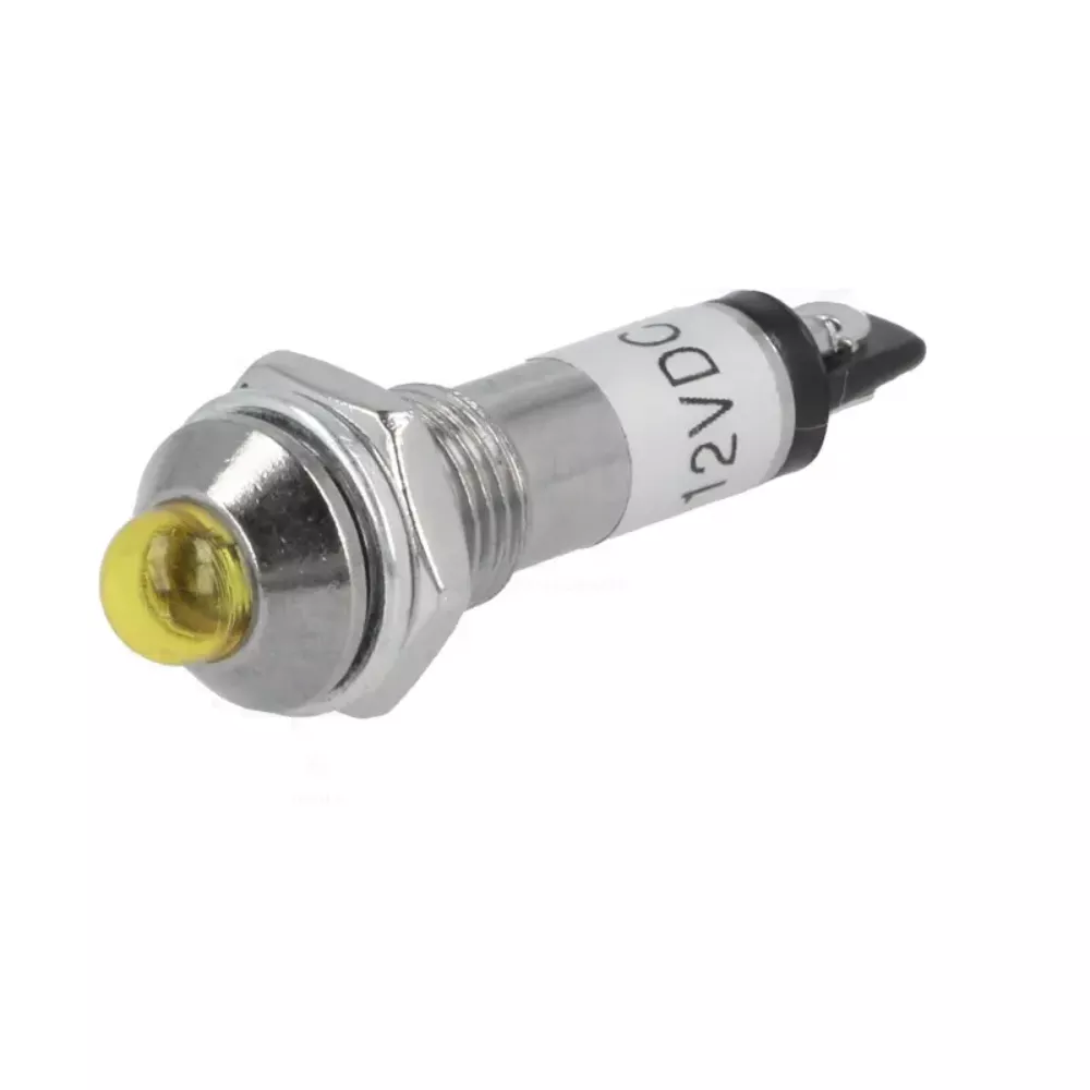 Spia LED gialla 12V in metallo da pannello