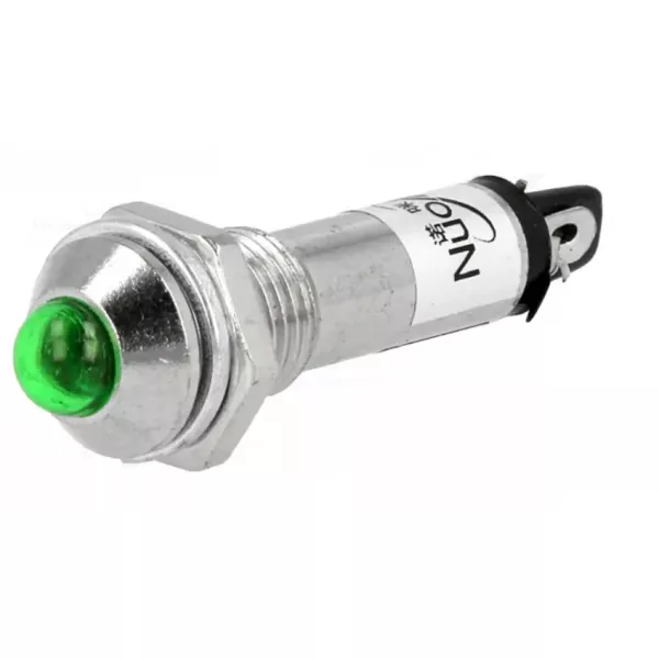 Spia LED verde 12V in metallo da pannello