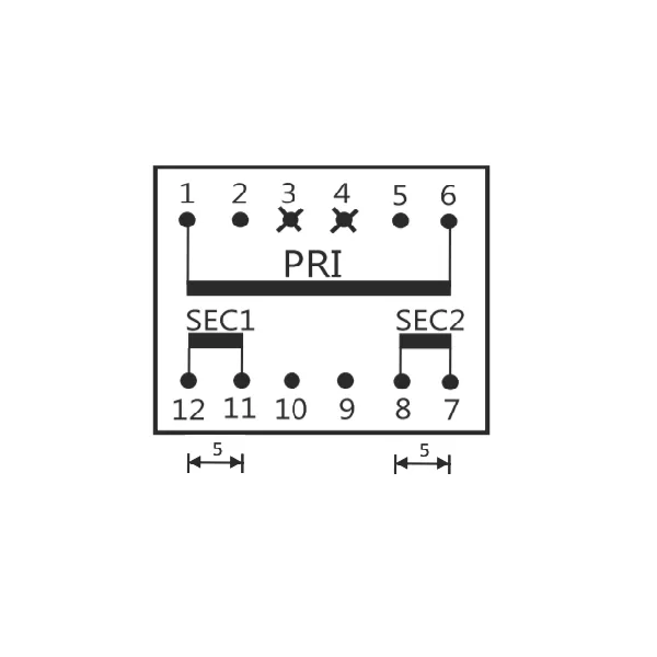 Trasformatore incapsulato 24+24V 10Va da circuito stampato