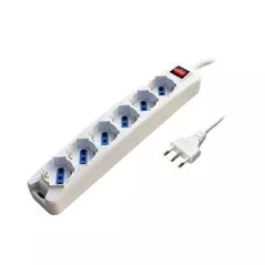 6 schuko white multiple socket with 3mt cable switch