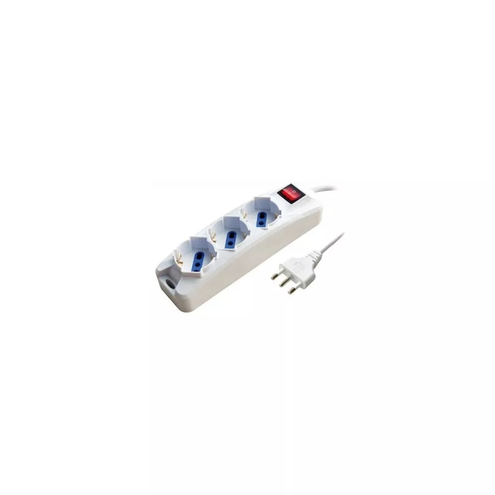 Multiple white 3 socket 10 / 16A + Schuko with switch