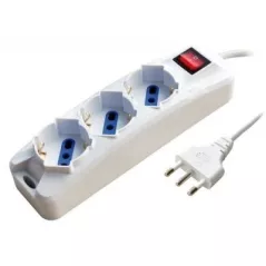 Multiple white 3 socket 10 / 16A + Schuko with switch