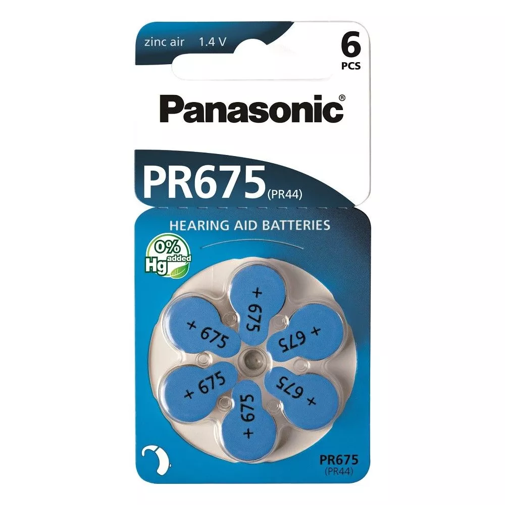 Panasonic PR675 battery pack 6pcs zinc air
