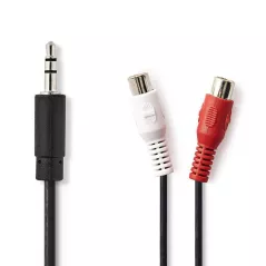 Audio cable 1 JACK 3.5mm - 2 RCA female 20cm