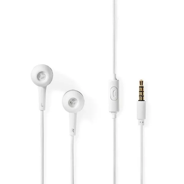 White headset with microphone with rubber tips