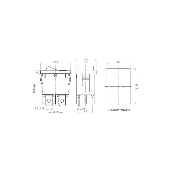 Green bipolar 6A rocker switch