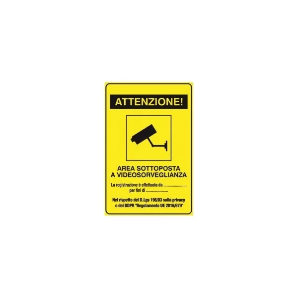 Yellow video surveillance sticker 18x12