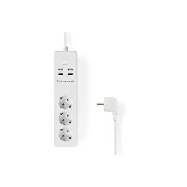 Multiple socket 3 Schuko + 4 USB with switch