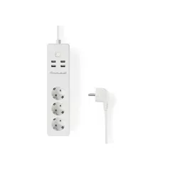 Presa multipla 3 Schuko + 4 USB con interruttore