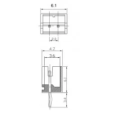 Connettore NXW-02 maschio da circuito stampato 2 poli