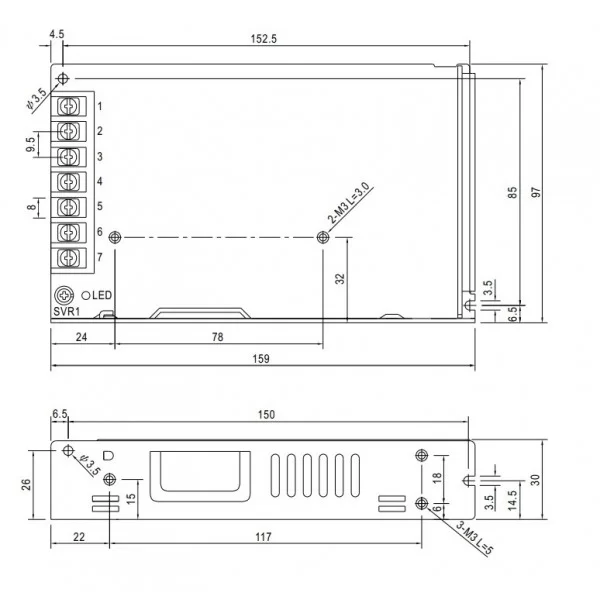 Alimentatore 12V DC 12.5A Professionale LRS-150-12