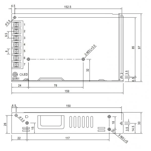 Alimentatore 24V DC 6.5A professionale LRS-150-24