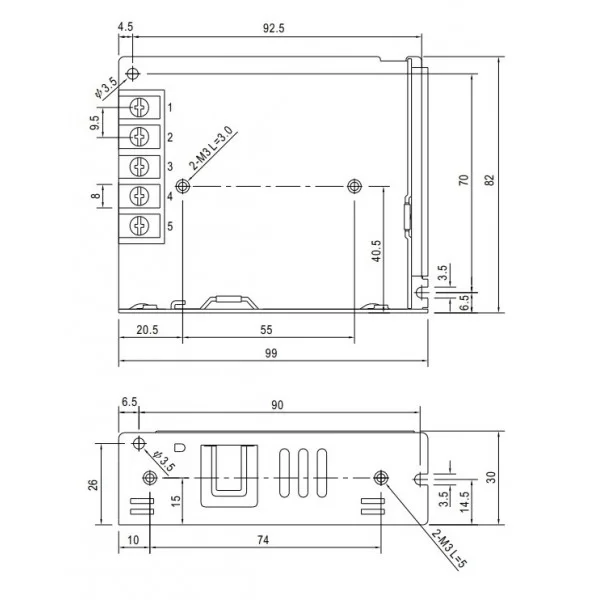 Alimentatore 12V DC 3A professionale LRS-35-12