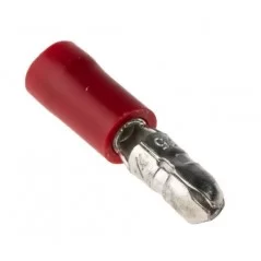 Red insulated 4mm cylindrical male plug