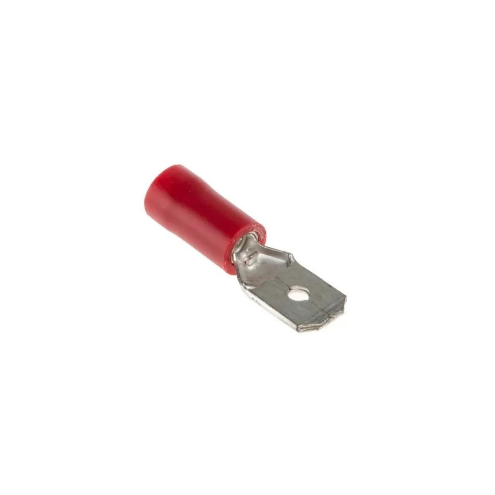 Male faston 6.3mm red insulated