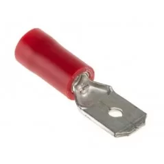 Male faston 6.3mm red insulated