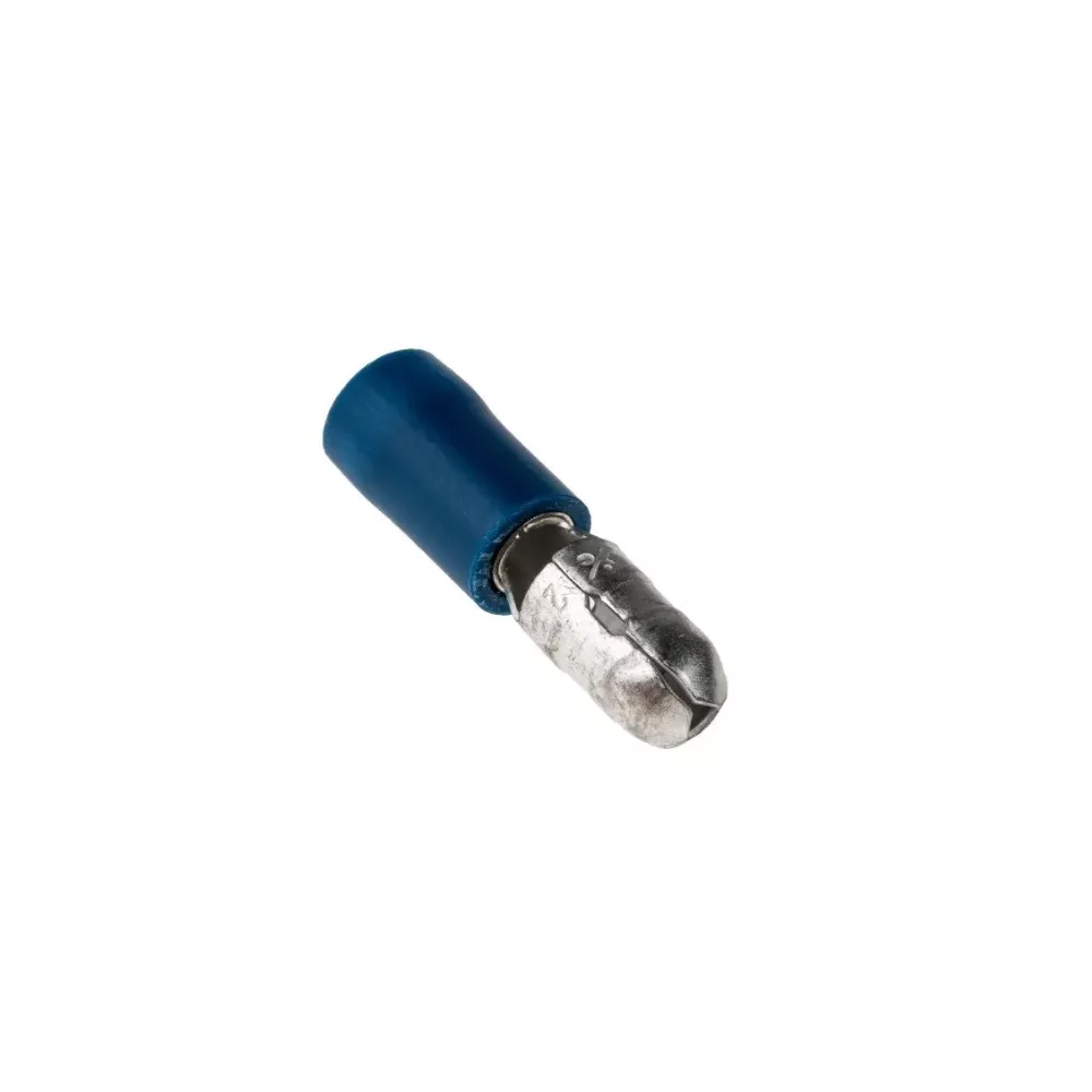Blue insulated 5mm cylindrical male plug