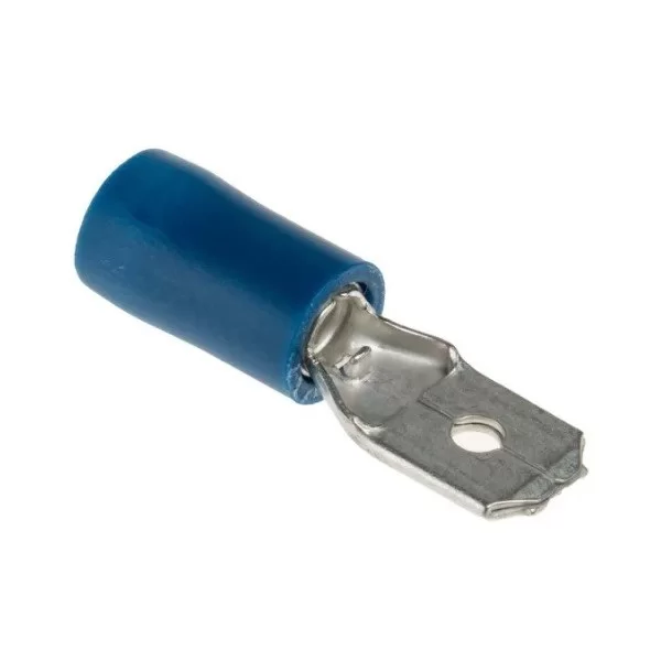 Male faston 6.3mm blue insulated