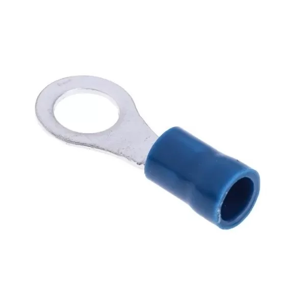 Blue insulated M6 eyelet terminal 6.4mm