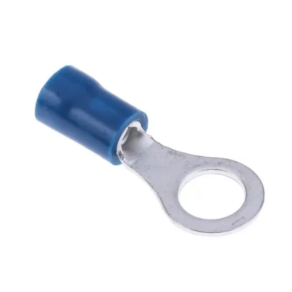 Blue insulated M6 eyelet terminal 6.4mm