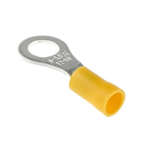 Yellow insulated M8 eyelet cable lugs 8.4mm