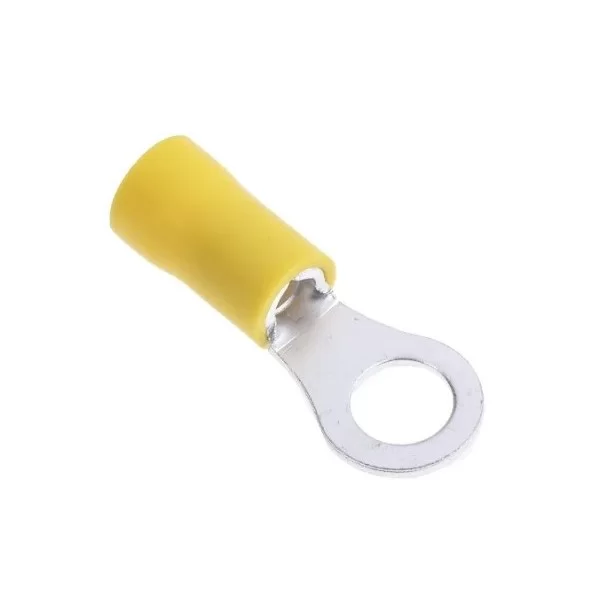 Yellow insulated M6 eyelet cable lugs 6.4mm