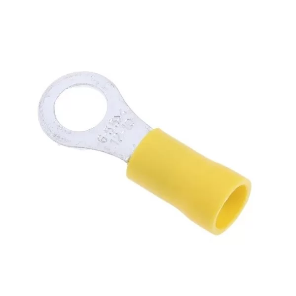 Yellow insulated M6 eyelet cable lugs 6.4mm