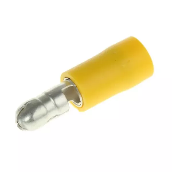 Spina maschio cilindrica 5mm isolata gialla