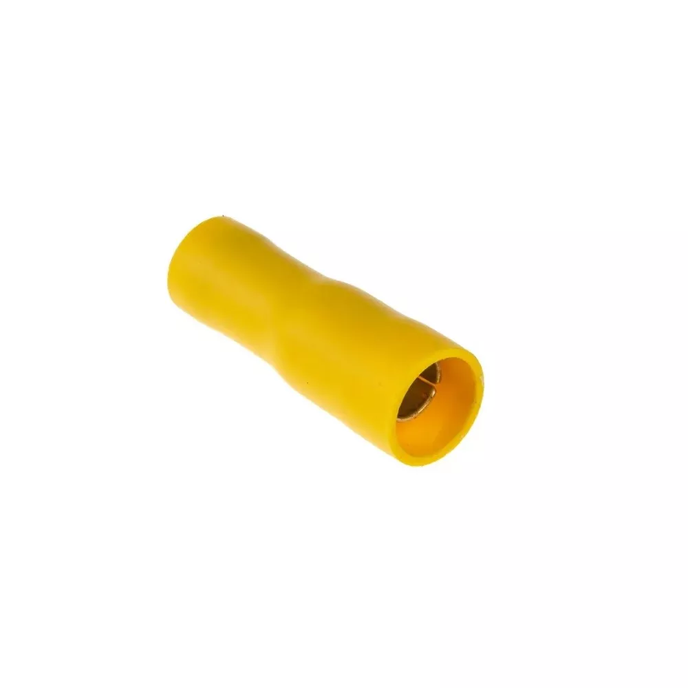 Presa femmina cilindrica 5mm isolata gialla