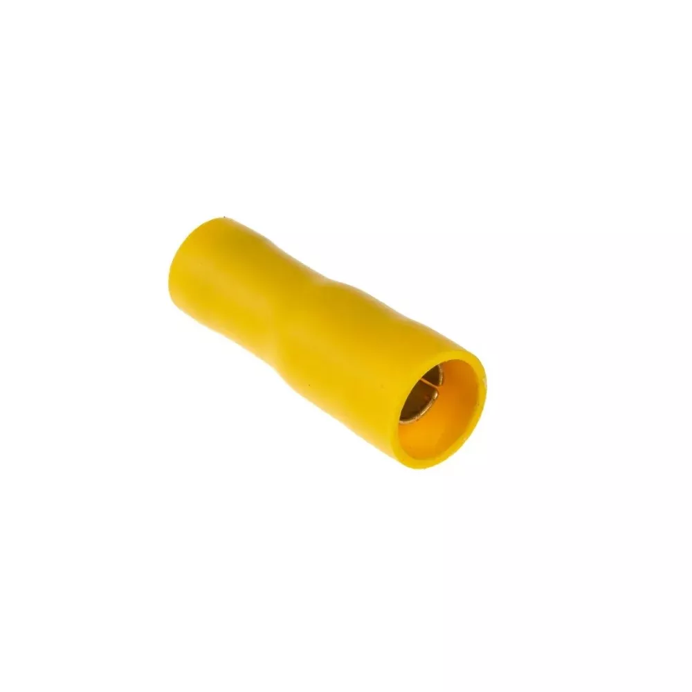 Yellow insulated 5mm cylindrical female socket