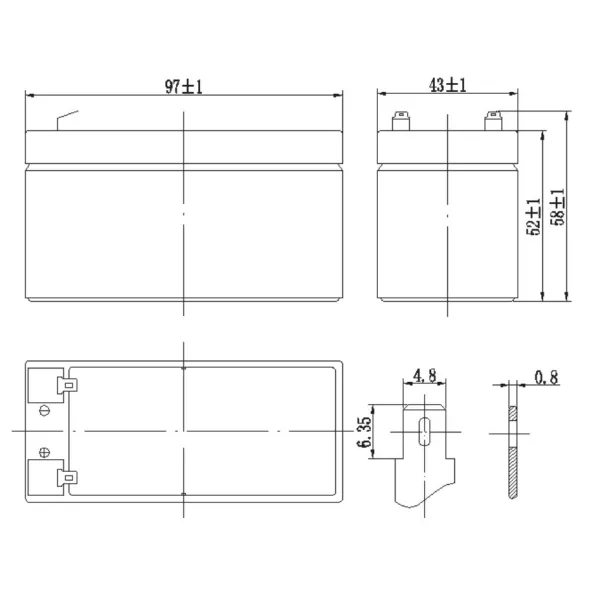 Lead acid battery 12V 1.3Ah